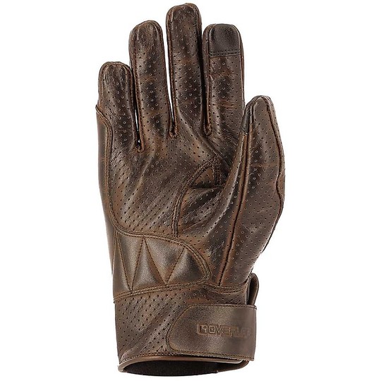 Custom Overlap Desmo Brown Leather Motorcycle Gloves