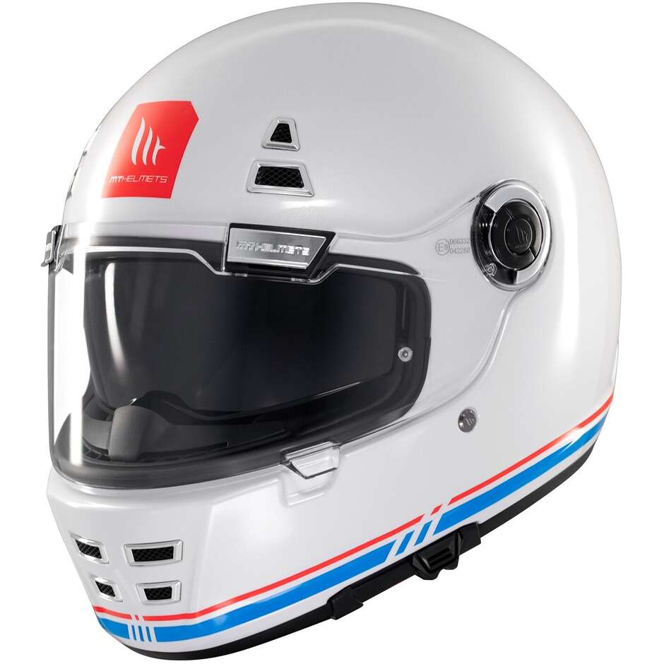 Custom Retro Motorcycle Helmet Mt Helmetss JARAMA SV SOLID A7 Glossy White