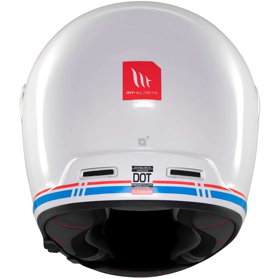 Custom Retro Motorcycle Helmet Mt Helmetss JARAMA SV SOLID A7 Glossy White