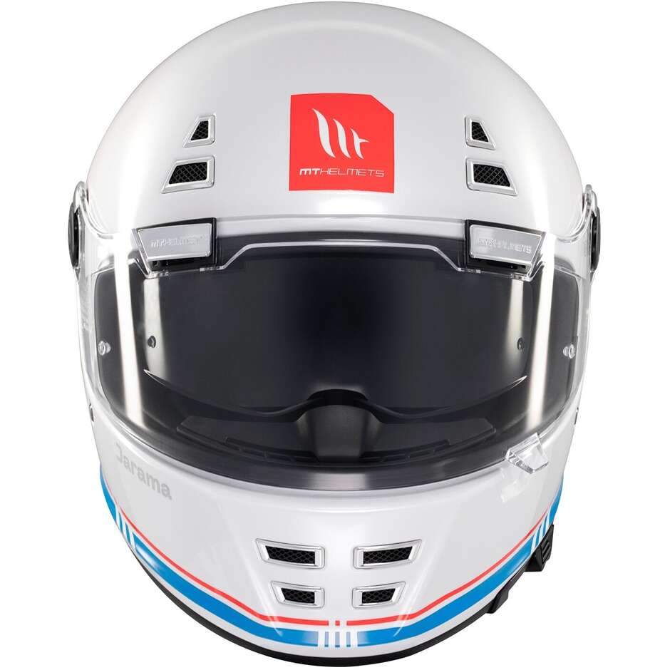 Custom Retro Motorradhelm Mt Helmetss JARAMA SV SOLID A7 Glänzend Weiß