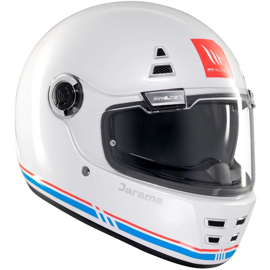 Custom Retro Motorradhelm Mt Helmetss JARAMA SV SOLID A7 Glänzend Weiß