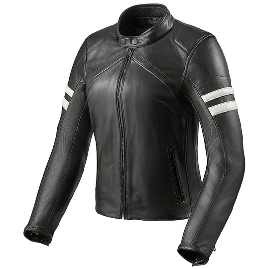 Custom Rev'it MERIDIAN LADIES Leather Motorcycle Jacket for Women Black White