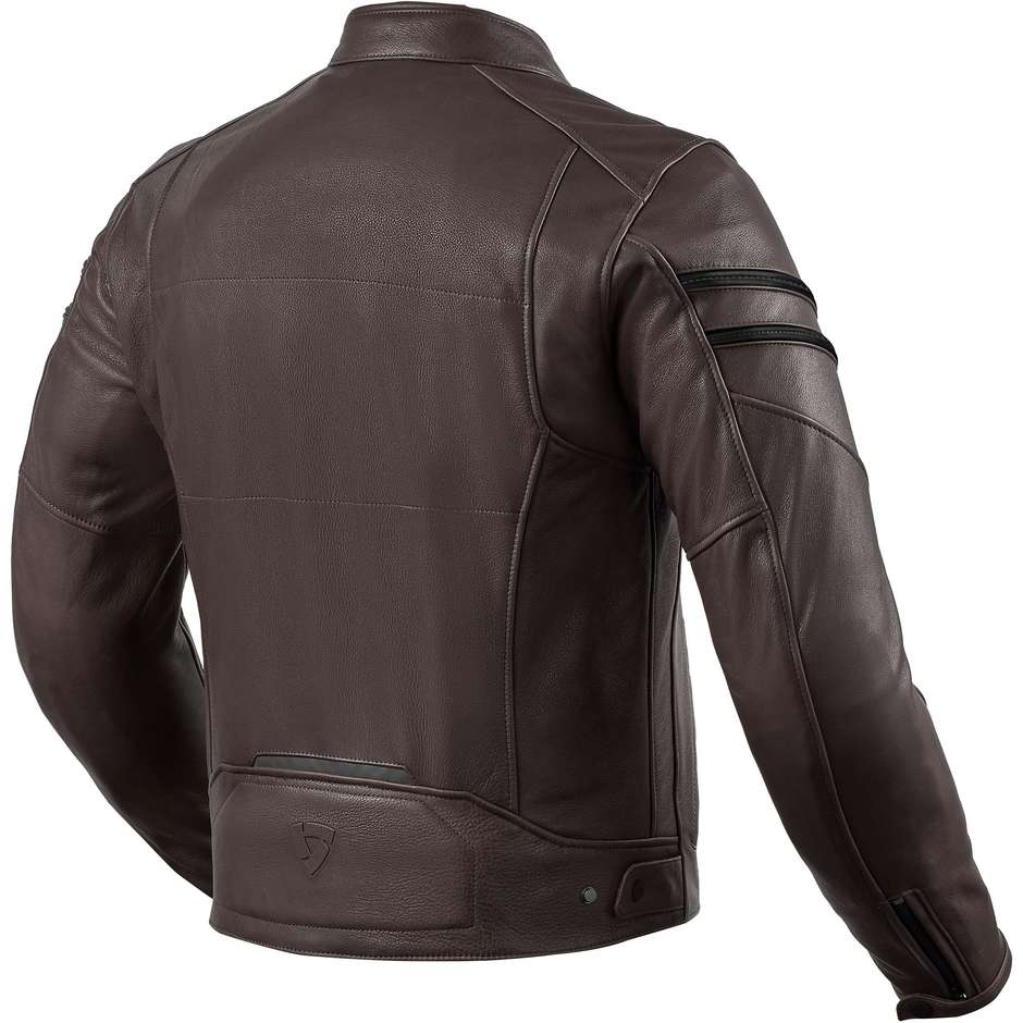 Custom Rev'it STRIDE Brown Leather Motorcycle Jacket
