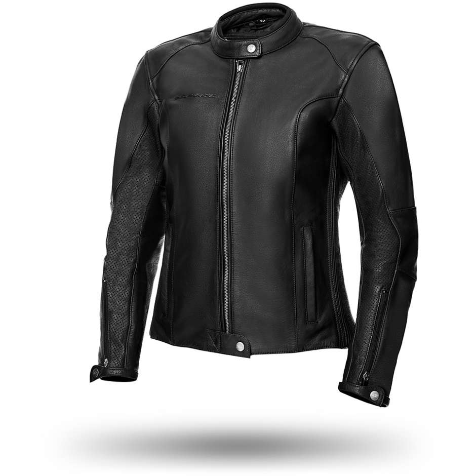 Custom Spyke RIDE LADY Veste de moto en cuir noir pour femme