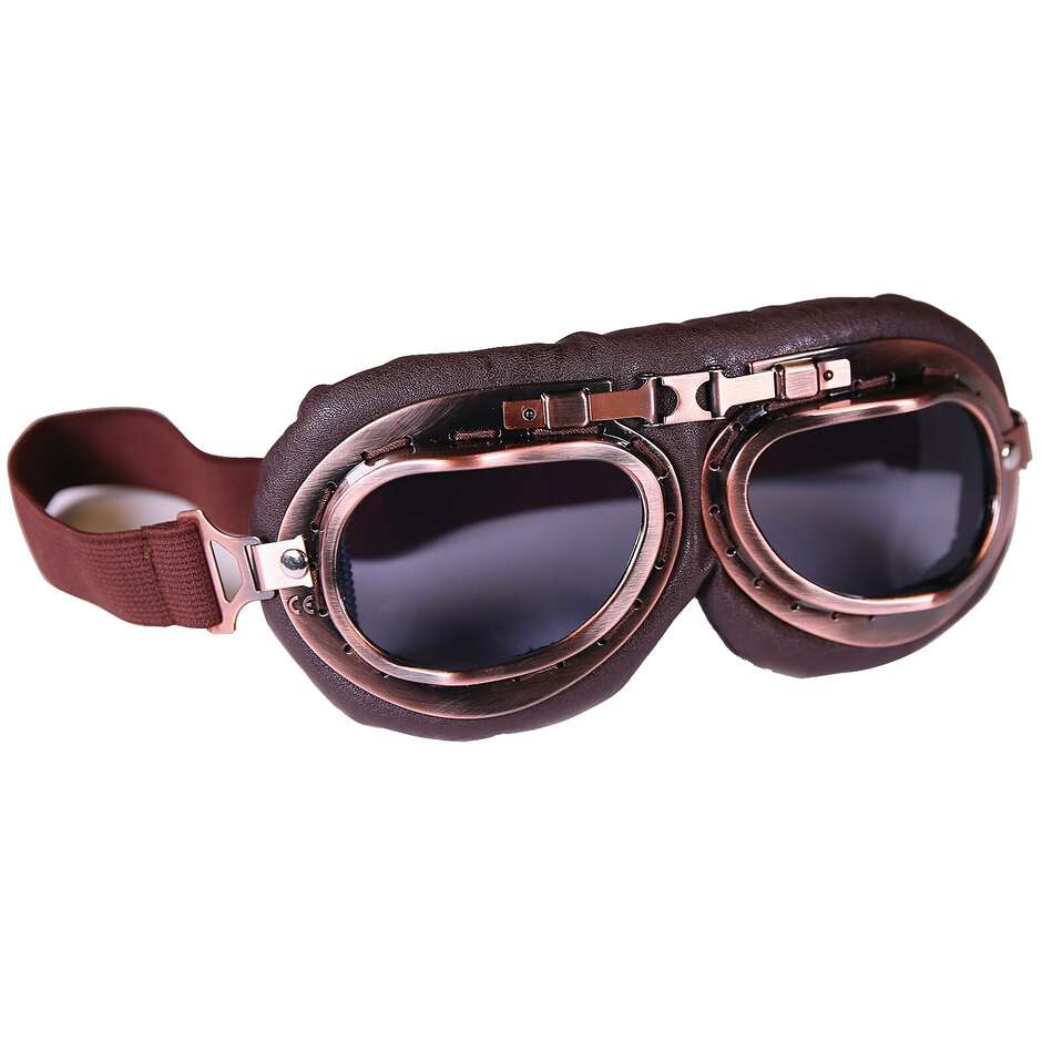 Custom Stormer Motorcycle Goggles Chrome Brown Leather