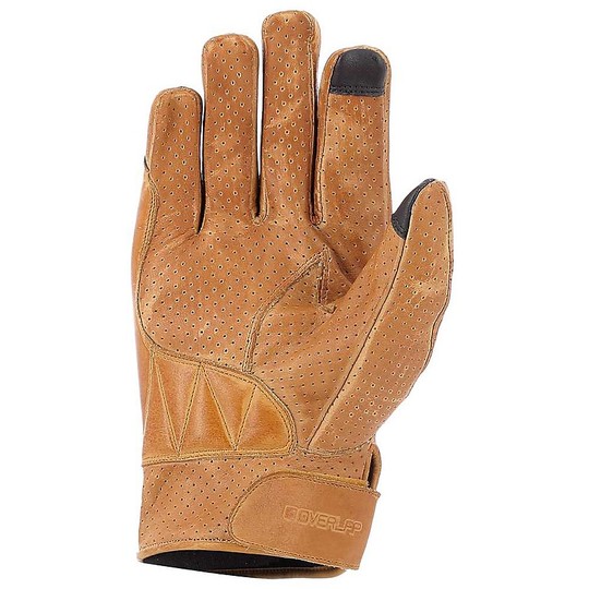 Customized Overlap Desmo Camel Leather Motorcycle Gloves