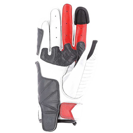 Customized Perlable Leather Gloves McKeen Overlap White Red