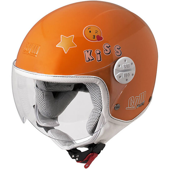 Cycle Jet Helmet CGM 205S Havana Smile Orange with Stickers
