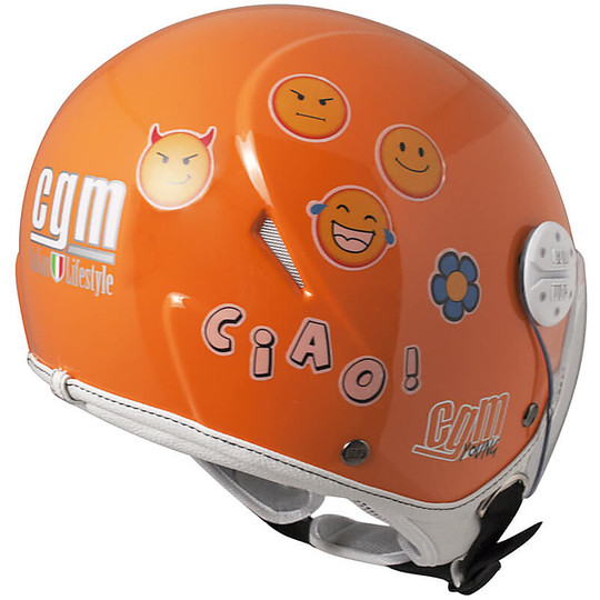 Cycle Jet Helmet CGM 205S Havana Smile Orange with Stickers