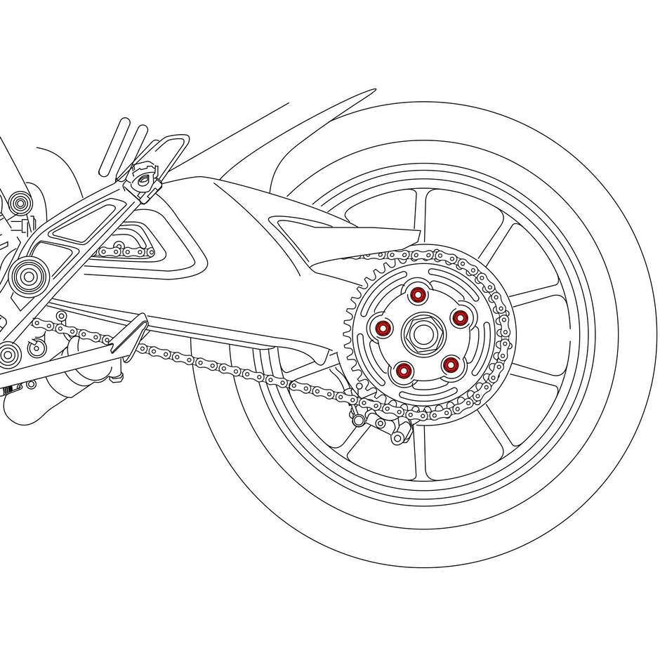 Dadi flangia portacorona Ducati DA386 M10x1 Titanio CNC Racing Titanio