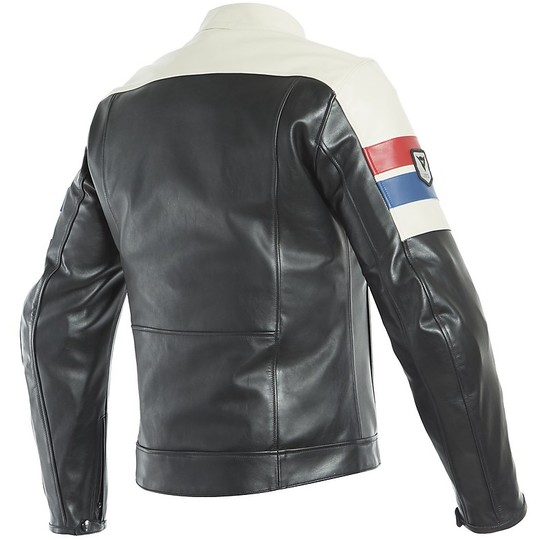 Dainese 8-TRACK Custom Leather Motorcycle Jacket Black Ice Red Blue