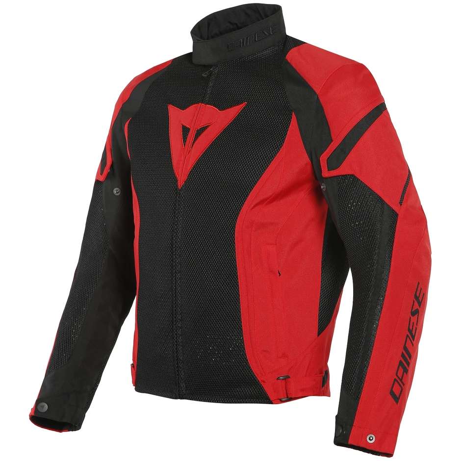 Dainese AIR CRONO 2 TEX Perforated Fabric Motorcycle Jacket Black Lava Red