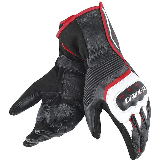Dainese Assen Leather Motorcycle Gloves White Black Red