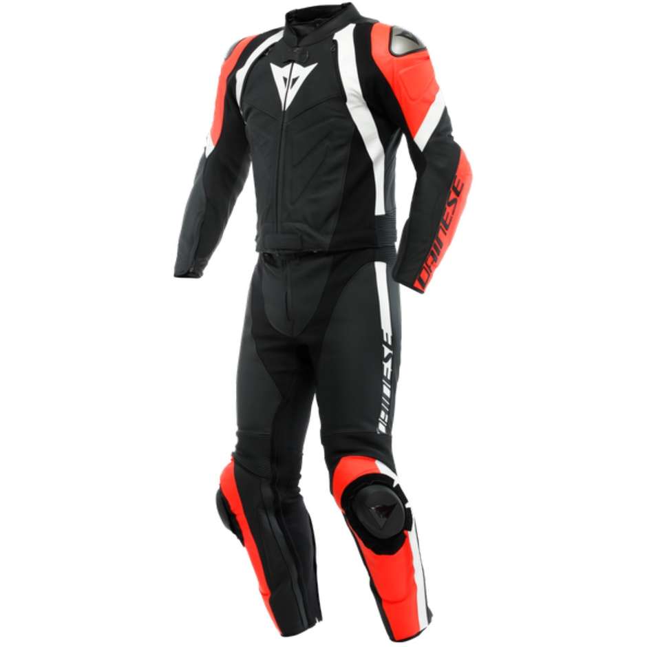 Dainese AVRO 4 2pcs Divisible Motorcycle Suit Black Red Fluo White