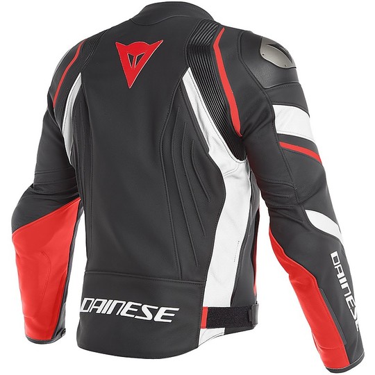 Dainese AVRO 4 Perforated Leather Motorcycle Jacket Black White Red
