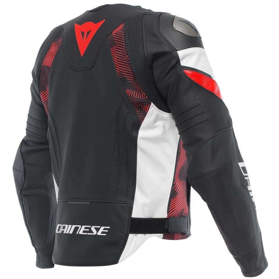Dainese AVRO 5 Leather Motorcycle Jacket Black Lava Red White