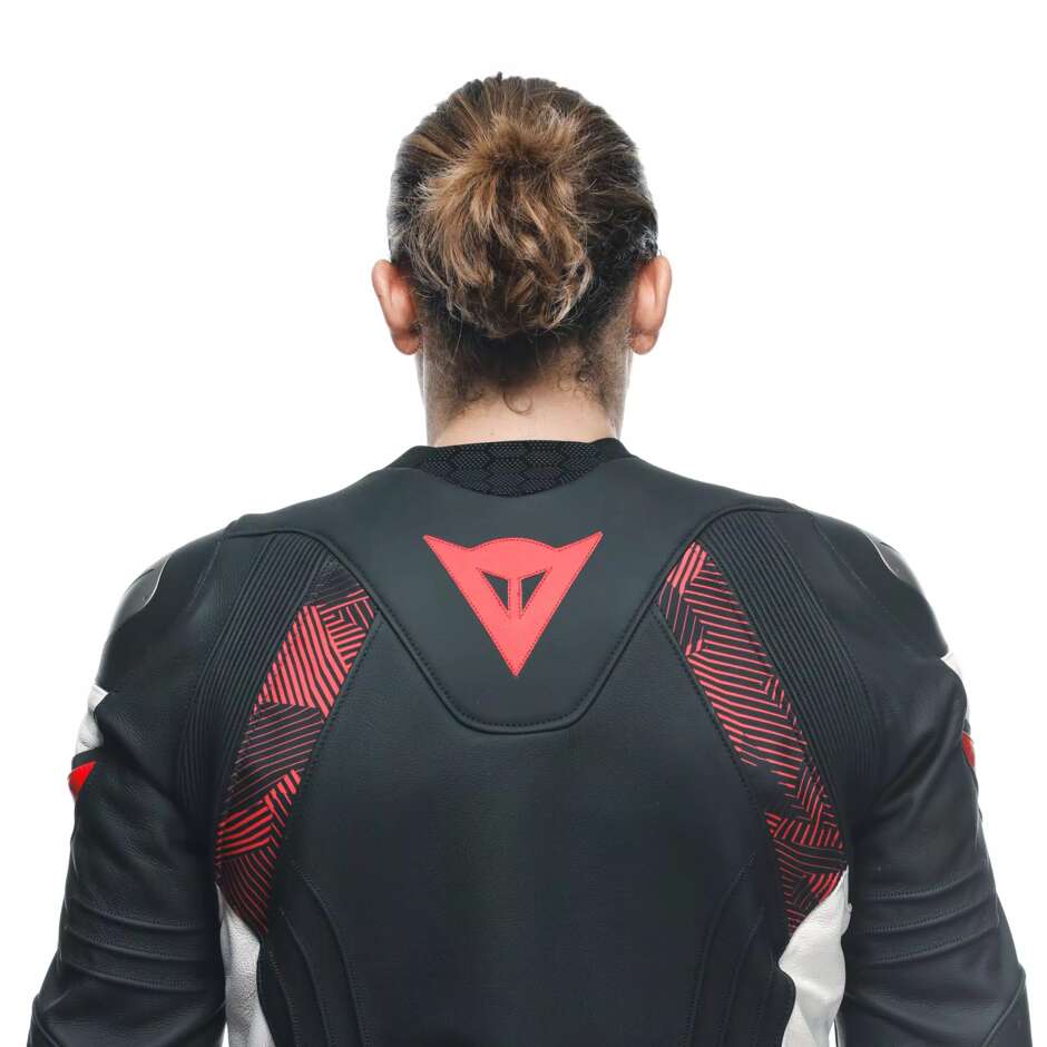 Dainese AVRO 5 Leather Motorcycle Jacket # Black Red Lava White