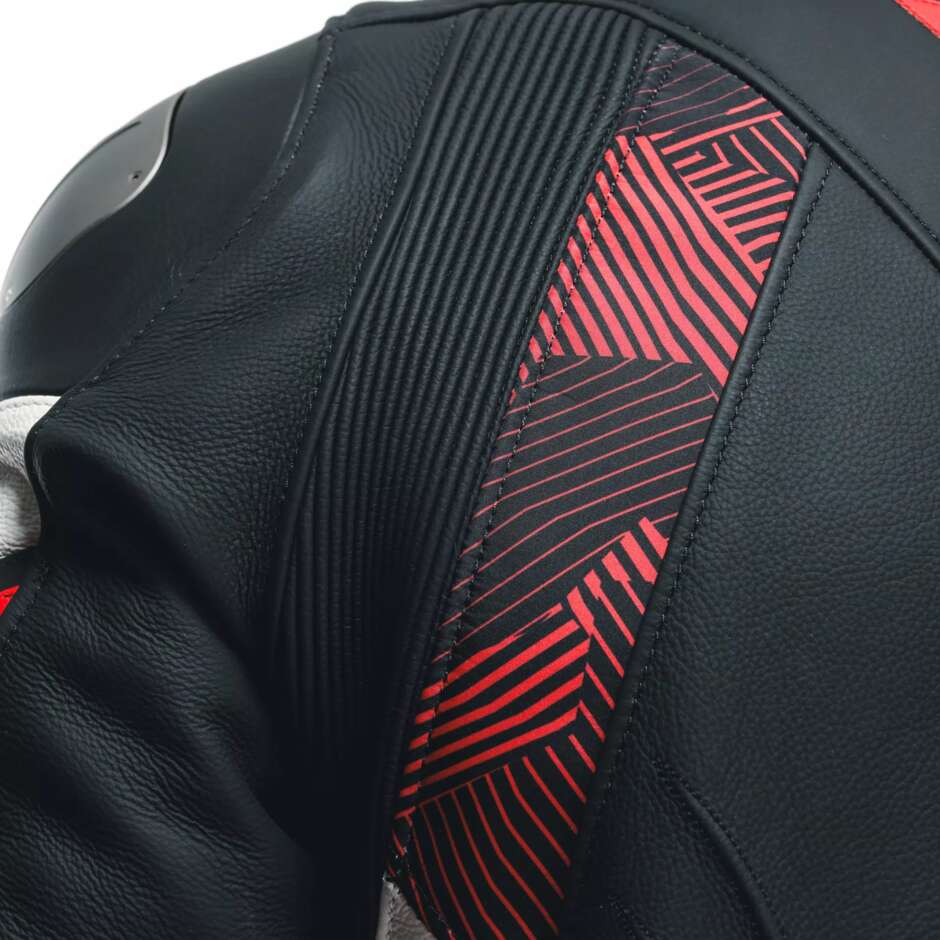 Dainese AVRO 5 Leather Motorcycle Jacket # Black Red Lava White