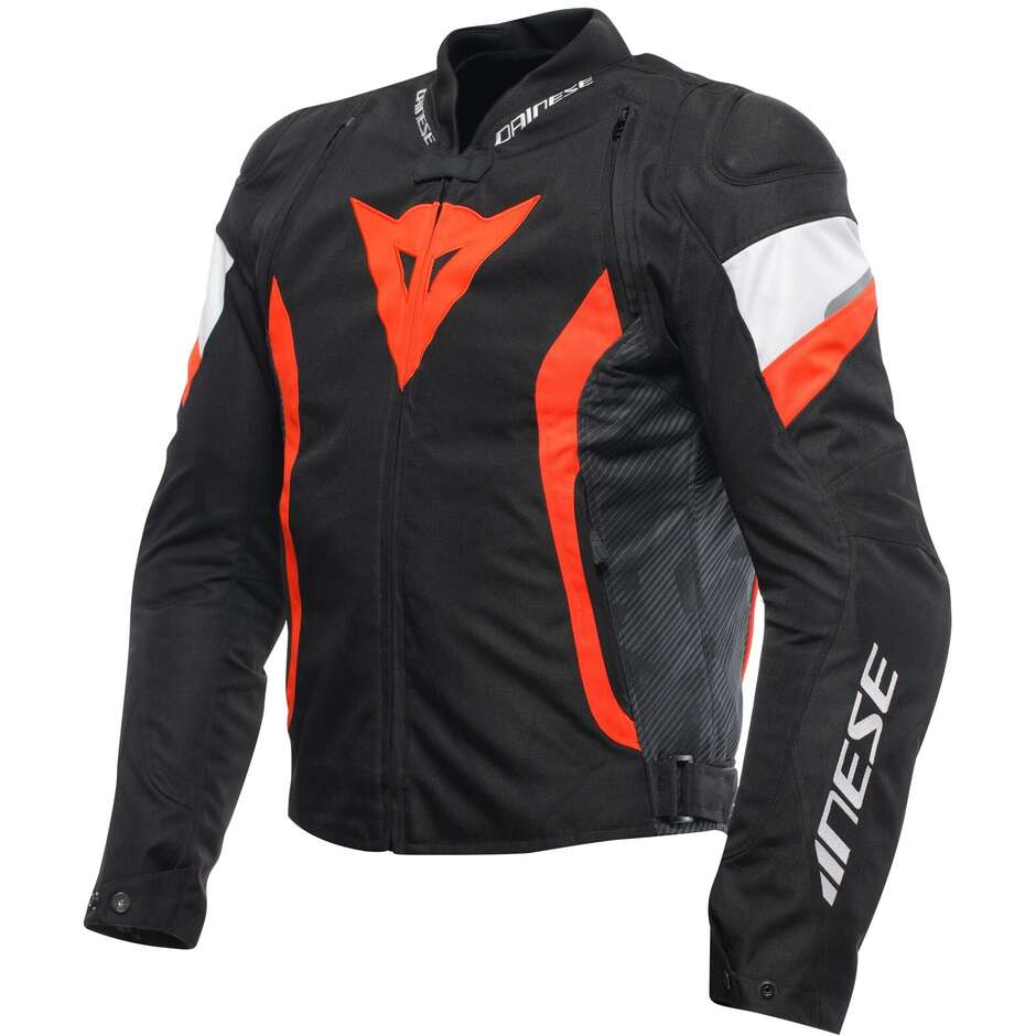 Dainese AVRO 5 TEX Motorcycle Jacket Black Red Fluo White