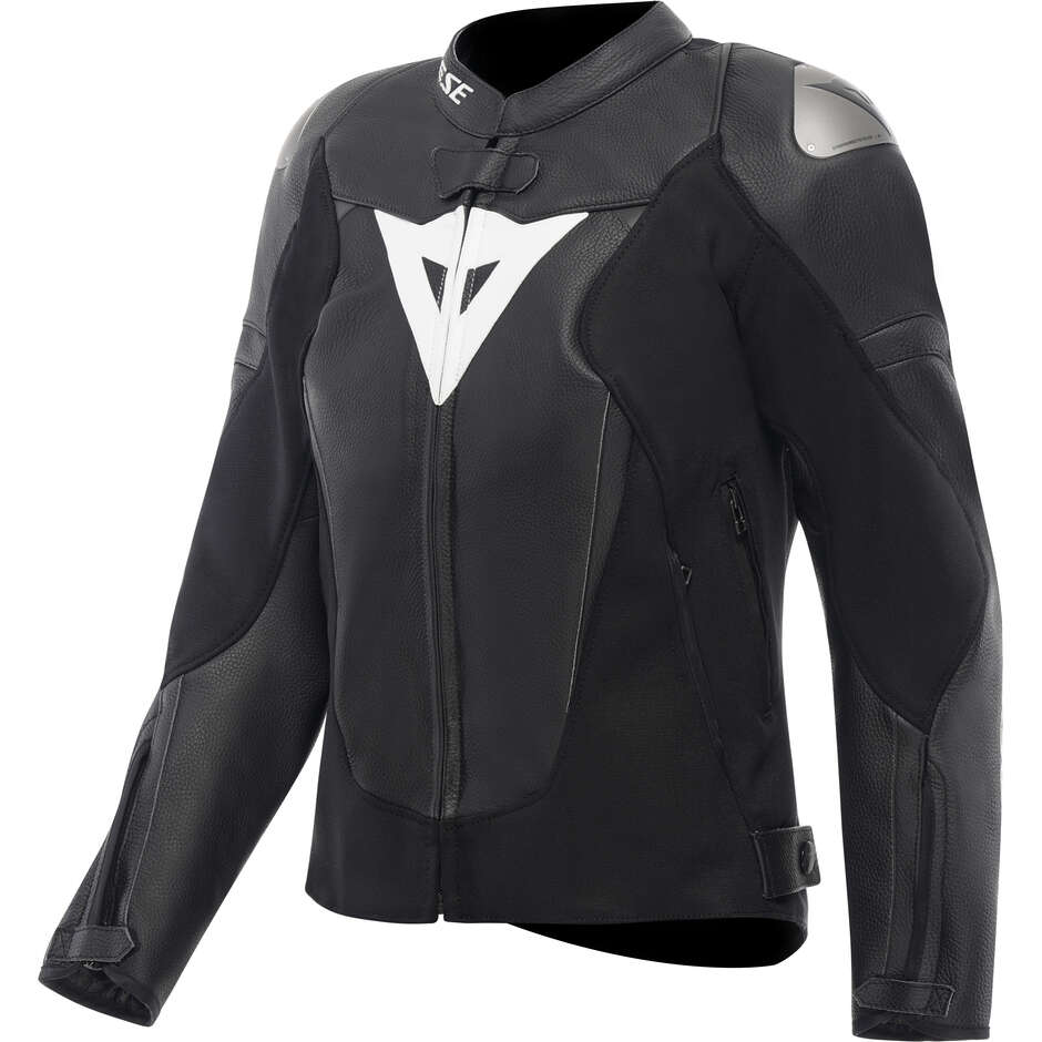 Dainese AVRO 6 Women's Leather Motorcycle Jacket Black White