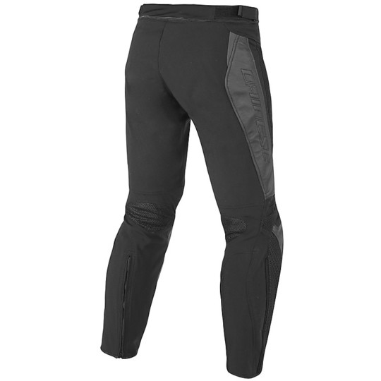 Dainese Black MIG Leather and Fabric Motorcycle Trousers