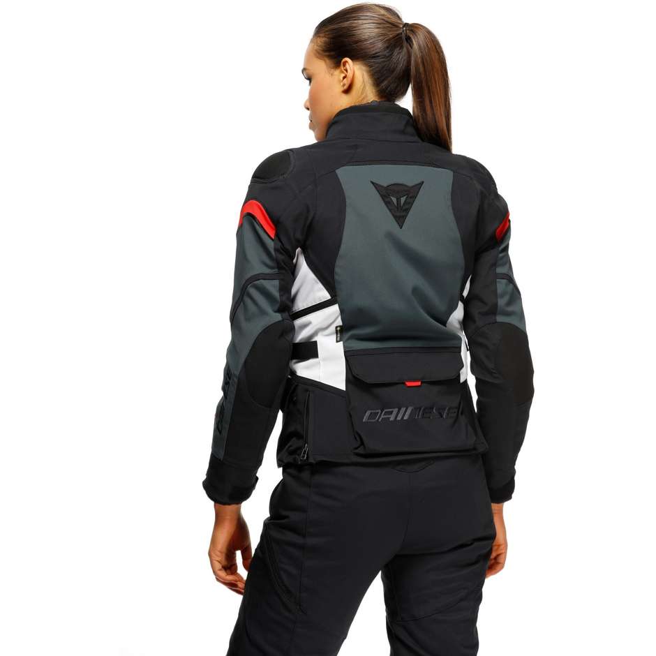 Dainese CARVE MASTER 3 LADY GORE-TEX Women's Motorcycle Jacket Black Ebony Lava Red