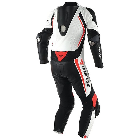 Dainese Combinaison de moto en cuir professionnel perforé Laguna Seca D1 noir blanc rouge
