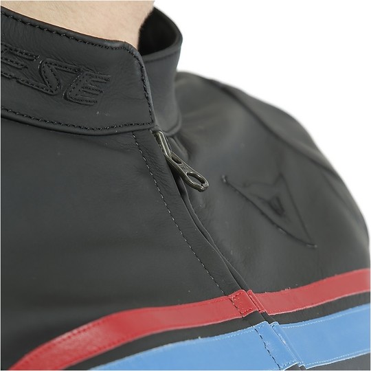 Dainese Custom Custom Motorcycle Leather Jacket LOLA 3 LADY Black Red Blue