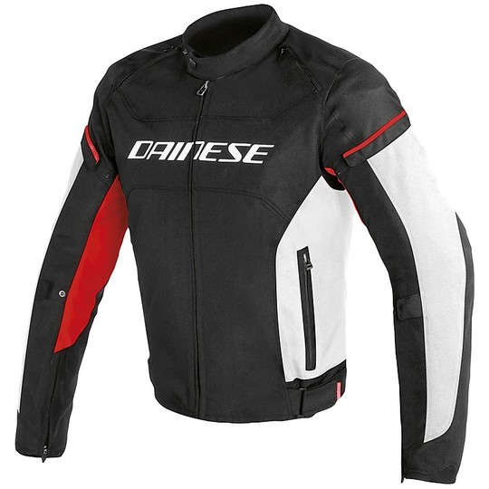 Dainese D-Frame Textile Motorcycle Jacket Tee Black White Red