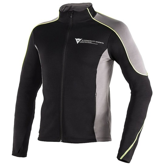 Dainese D-Mantle Fleece Intimate Motorcycle Jersey Black Anthracite Yellow Fluo