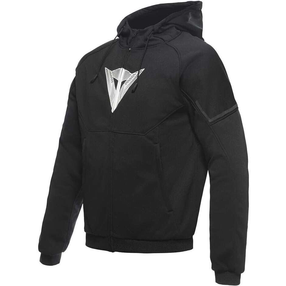 Dainese DAEMON-X SAFETY HOODIE FULL ZIP Motorcycle Jacket # Black Black White