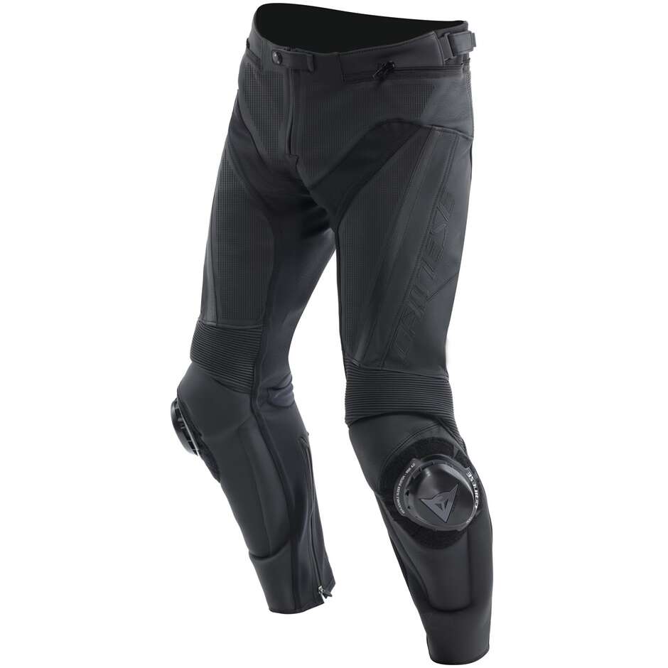 Dainese DELTA 4 PERF Perforated Leather Motorcycle Pants. Black Black