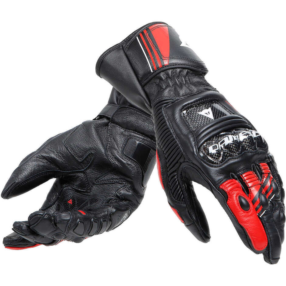 Dainese DRUID 4 Leather Motorcycle Gloves # Black Red Lava White