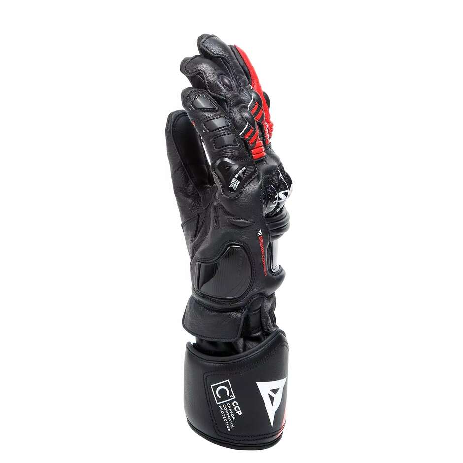 Dainese DRUID 4 Leather Motorcycle Gloves # Black Red Lava White
