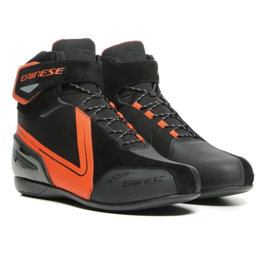 Dainese ENERGICA D-WP Sport Chaussure Moto Noir Rouge Fluo