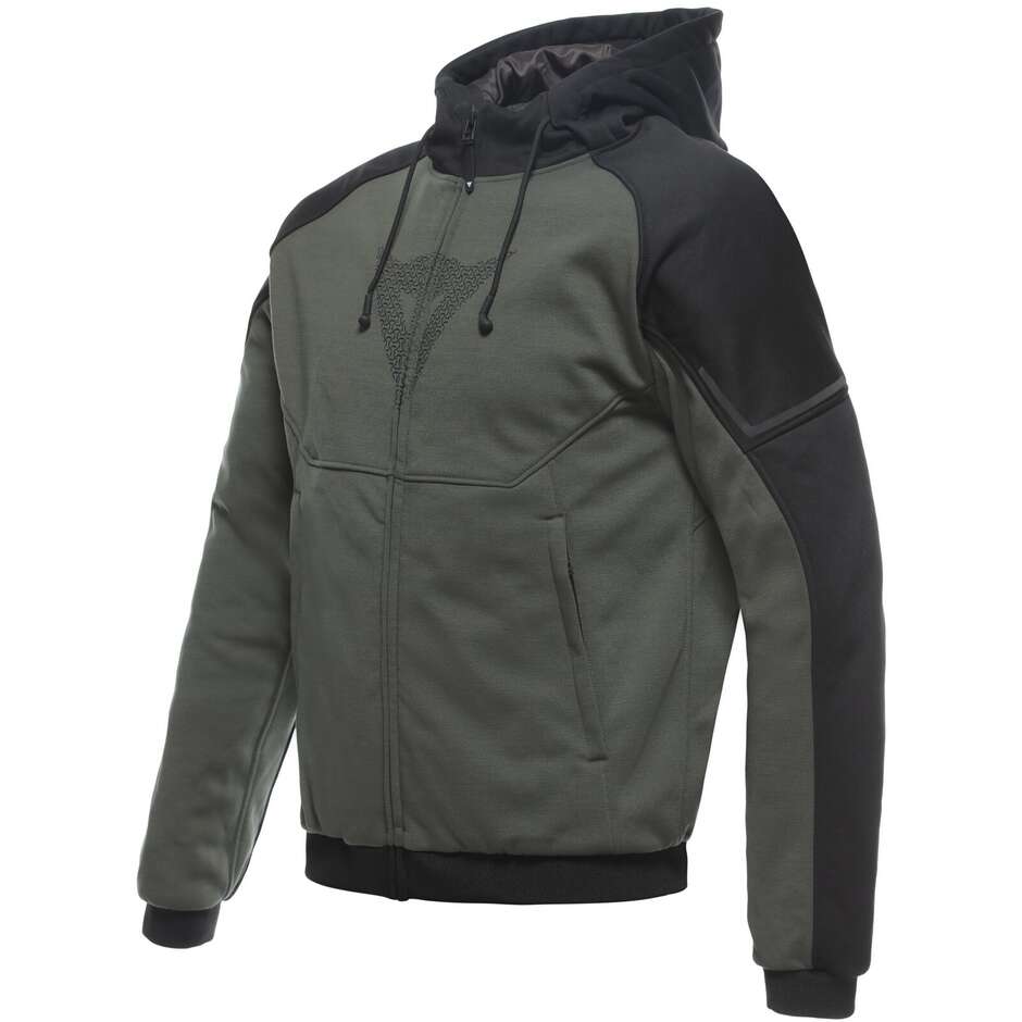Dainese Fabric Motorrad-Sweatshirt DAEMON-X SAFETY HOODIE FULL ZIP Grün Schwarz