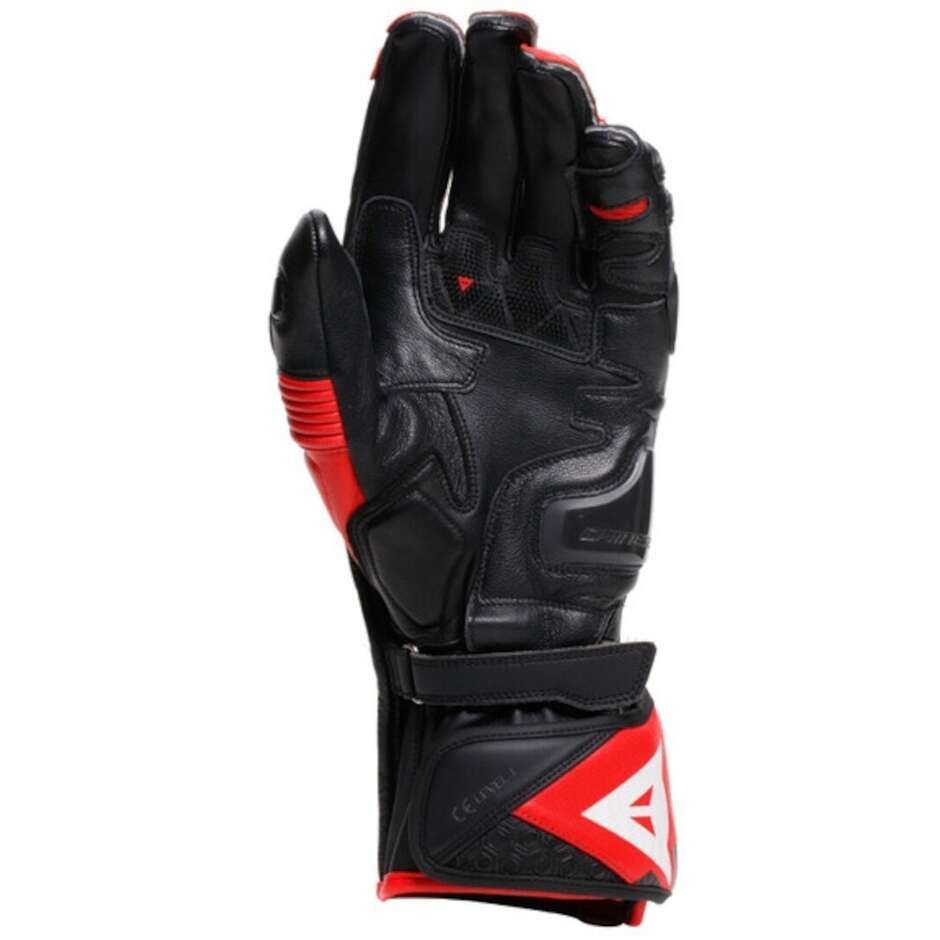 Dainese FIERO METAL Motorradhandschuhe Schwarz Rot Lava Weiß