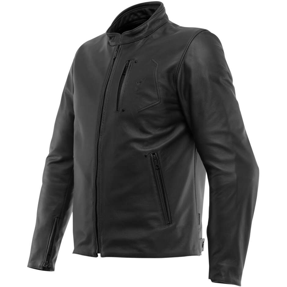 Dainese FULCRO Black Leather Motorcycle Jacket