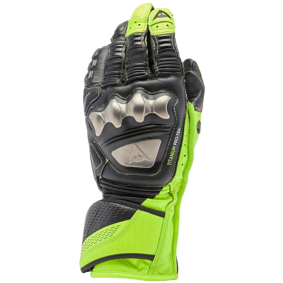 Dainese FULL METAL 7 Fluo Black Yellow Leather Motorcycle Gloves