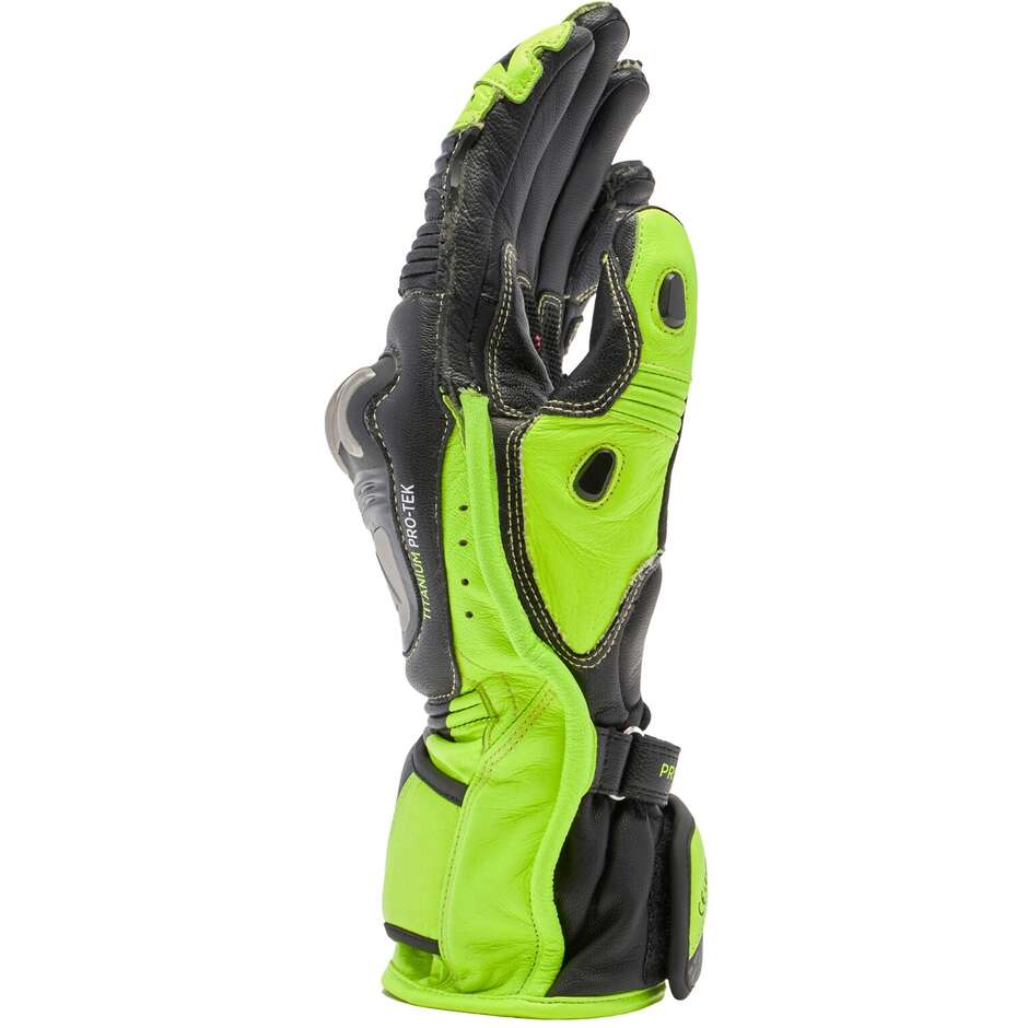 Dainese FULL METAL 7 Fluo Black Yellow Leather Motorcycle Gloves