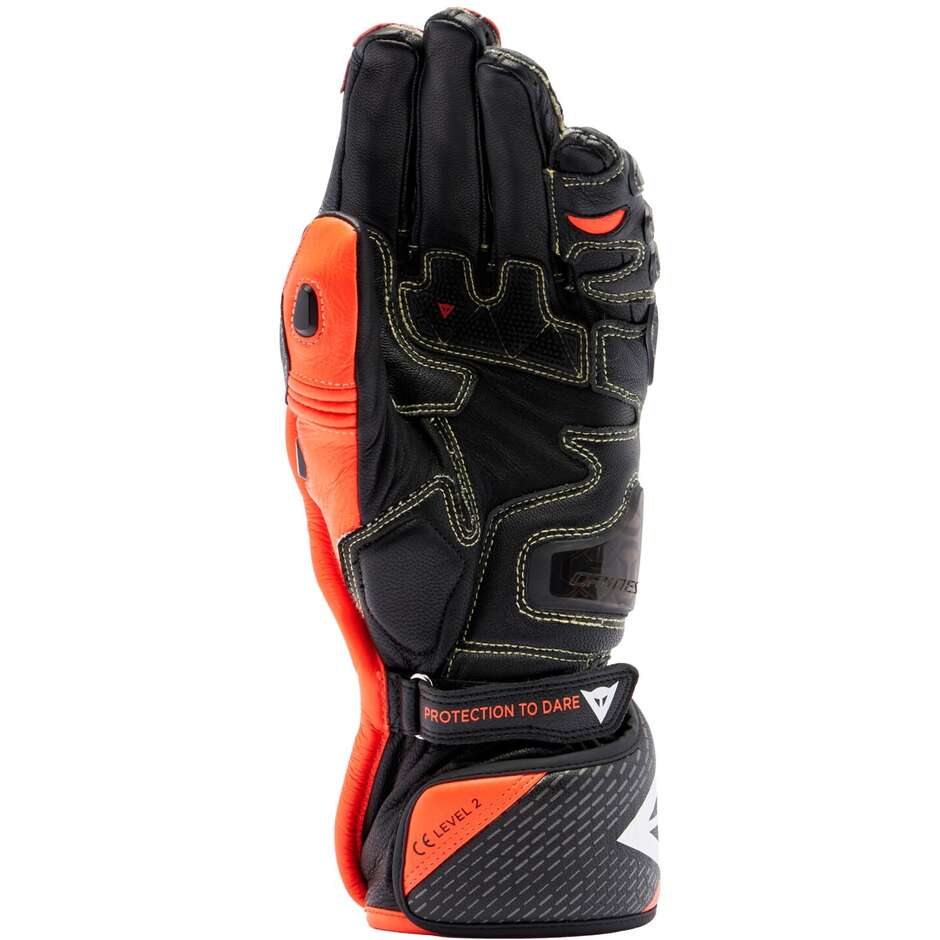 Dainese FULL METAL 7 Motorradhandschuhe aus schwarzem, rotem Fluo-Leder