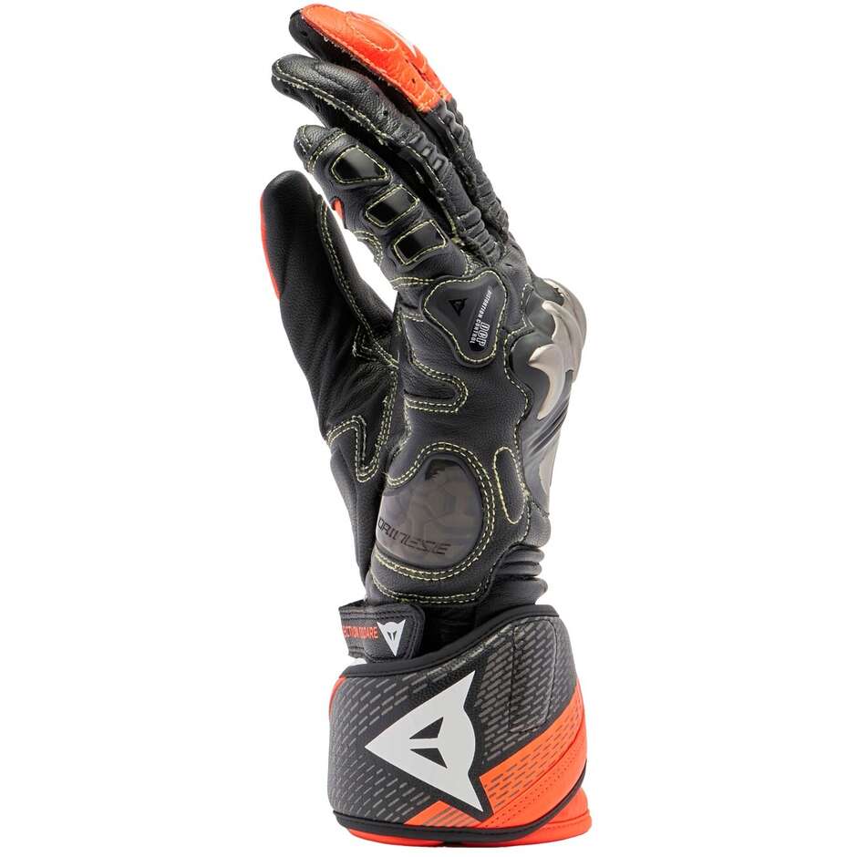 Dainese FULL METAL 7 Motorradhandschuhe aus schwarzem, rotem Fluo-Leder