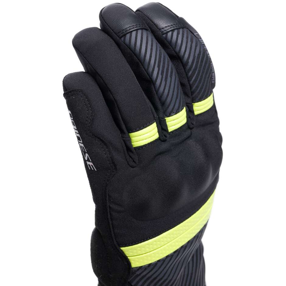 Dainese FULMINE D-DRY Motorcycle Gloves Fluo Black Yellow Dark Grey