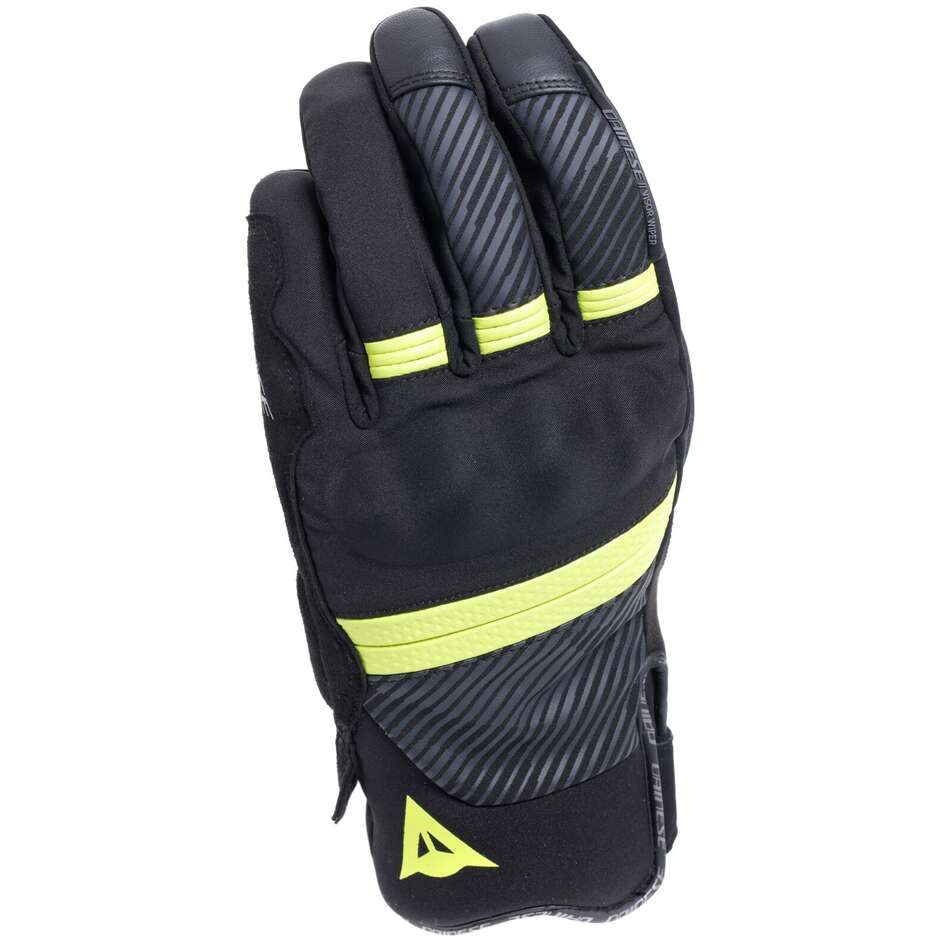 Dainese FULMINE D-DRY Motorcycle Gloves Fluo Black Yellow Dark Grey