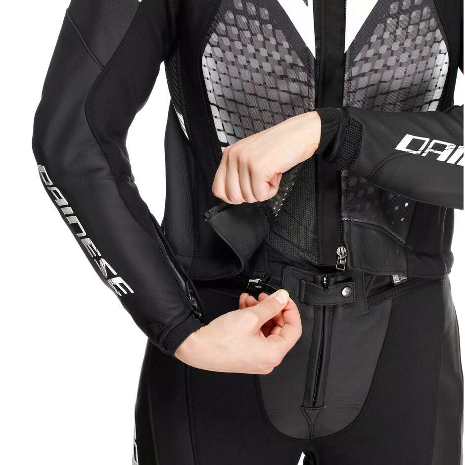 Dainese FULMINEA 2-teiliger Damen-Motorradanzug, teilbar, Schwarz/Weiß