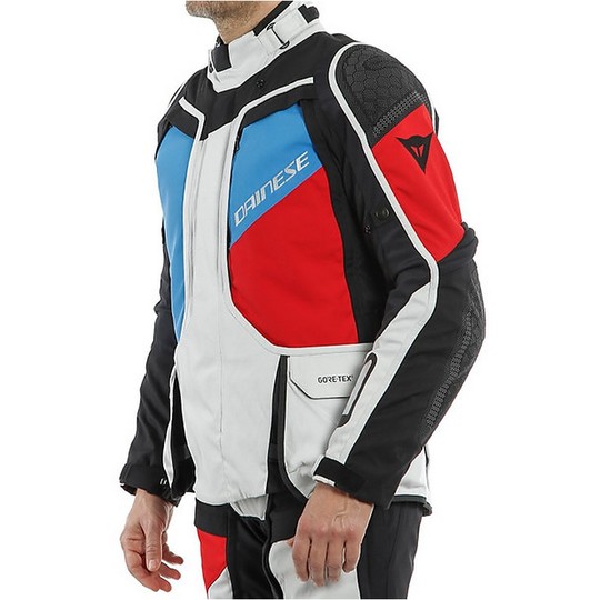Dainese Gore-Tex Motorcycle Jacket D-EXPLORER2 GTX Gray Blue Red Black
