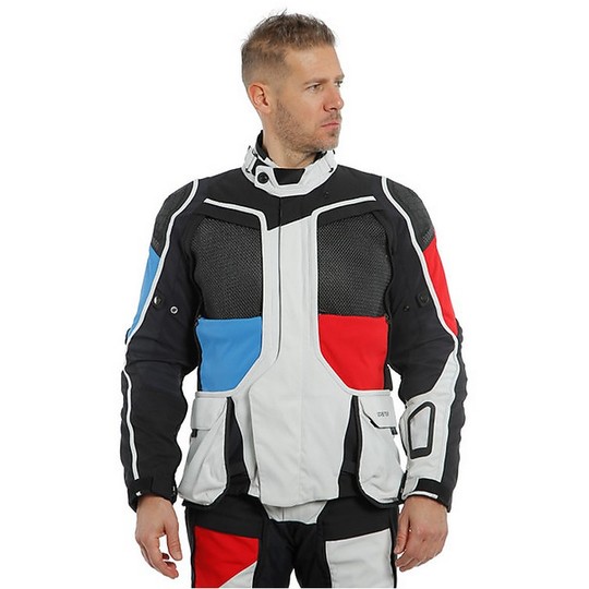 Dainese Gore-Tex Motorcycle Jacket D-EXPLORER2 GTX Gray Blue Red Black