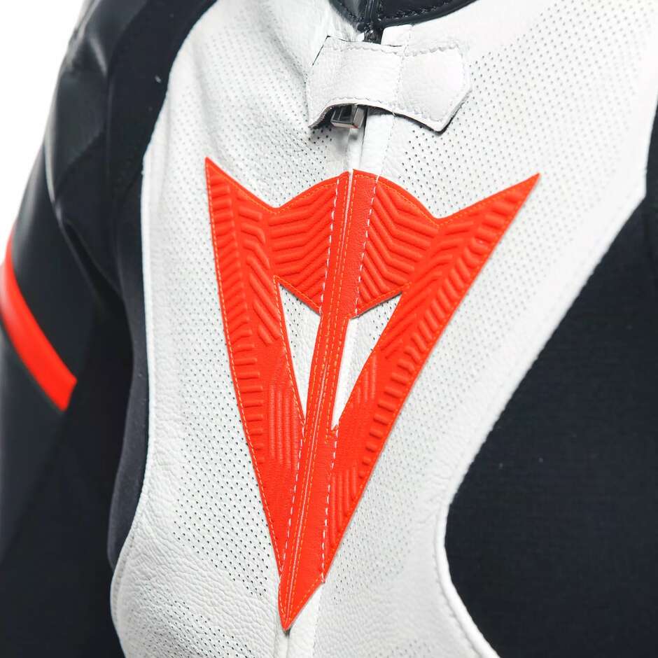 Dainese GROBNIK LADY 1PC PERF. Women's One-Piece Motorcycle Suit # Black White Red Fluorescent