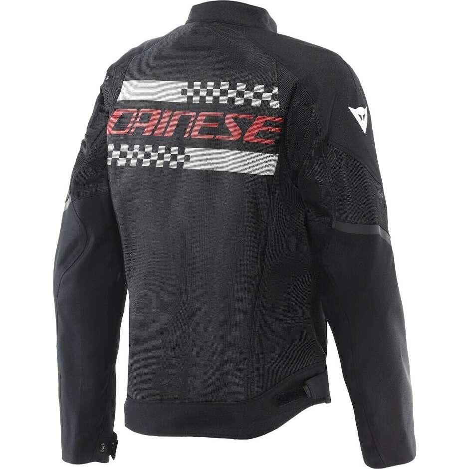 Dainese HEROSPHERE AIR TEX Motorcycle Jacket Black White Stripes Red