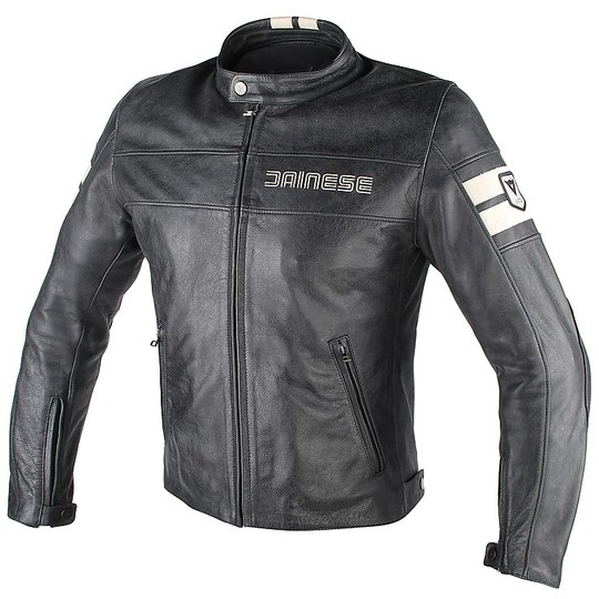 Dainese HF D1 Leather Motorcycle Jacket Black Ice